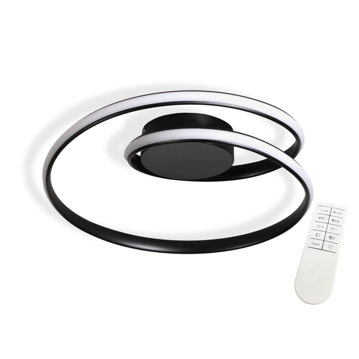 Plafoniera LED cu telecomanda Berge, Dallas, 60W, 3000-6000K, Negru, Multicolor