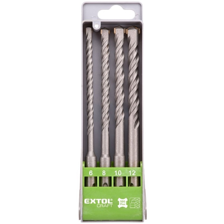 Set 4 piese burghiu pentru beton, Extol, 6-12mm, din SDS PLUS SK