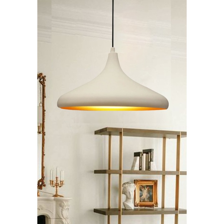 Lampa Moderna Decorativa Dubla, Bamyum, E27 Soclu, Metal, Alb, 35 cm