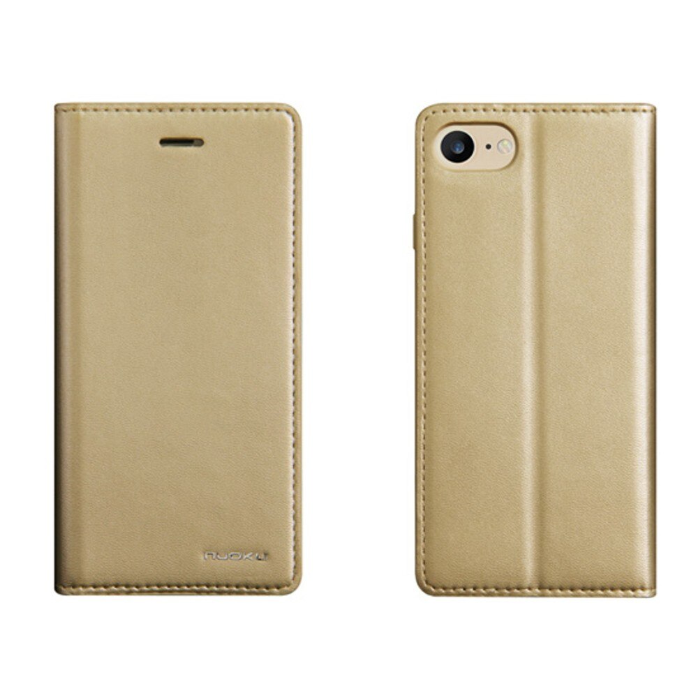 Husa flip piele Nuoku Luxe pentru Apple iPhone 7, Auriu