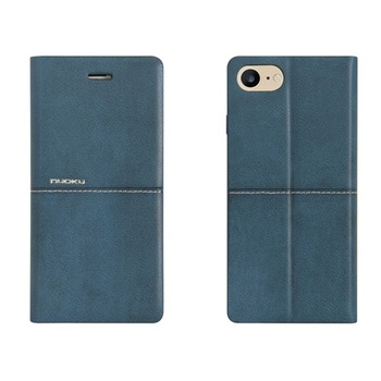 Husa flip din Piele Naturala, Nuoku Royal pentru Apple iPhone 7/8, Albastru Husa flip din Piele Naturala, Nuoku Royal pentru Apple iPhone 7/8, Albastru