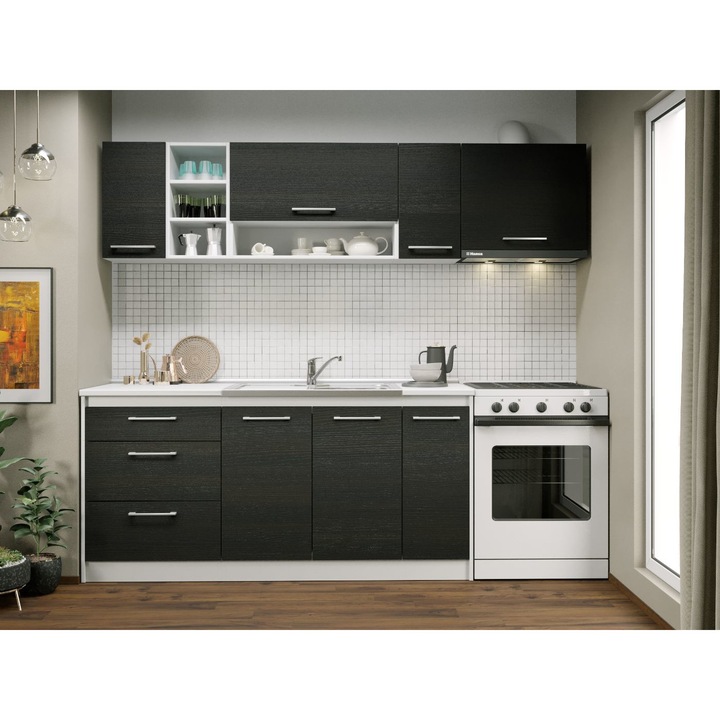 Set Bucatarie Mina, 230cm, c23, culoare/AlbFerara, Pal melaminat