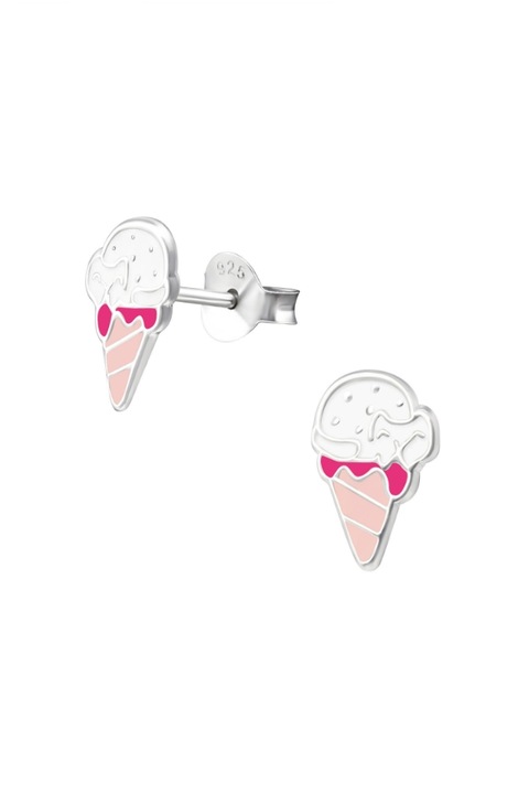 Cercei din argint 925 Pink Ice cream in forma de inghetata si cheita din argint