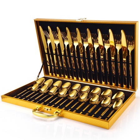 Set tacamuri din inox 36 piese, TRENDY’S, luxury edition, gold