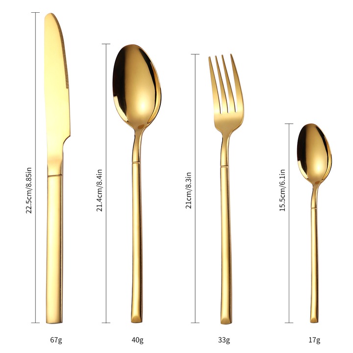 Set tacamuri din inox 36 piese, TRENDY’S, luxury edition, gold