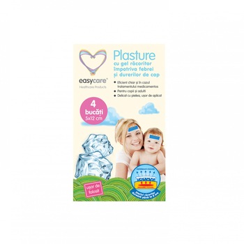 Plasture cu gel racoritor impotriva febrei si durerilor de cap Easycare Baby, 4buc/cutie, 1 bucata Plasture cu gel racoritor impotriva febrei si durerilor de cap Easycare Baby, 4buc/cutie, 1 bucata