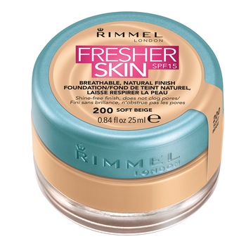 Fond de ten Rimmel London Fresher Skin 200 Soft Beige SPF 15, 25 ml Fond de ten Rimmel London Fresher Skin 200 Soft Beige SPF 15, 25 ml