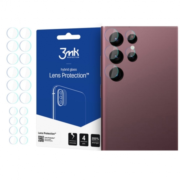 Комплект Протектор 3MK Lens Protection, за Samsung Galaxy S22 Ultra, 4 броя