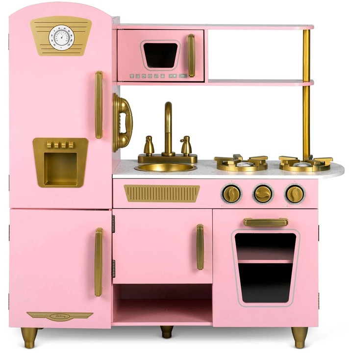 IMK konyha, világító, fa, képzelet- és gondolkodásfejlesztő, 88 x 85,5 x 29 cm, rózsaszín
