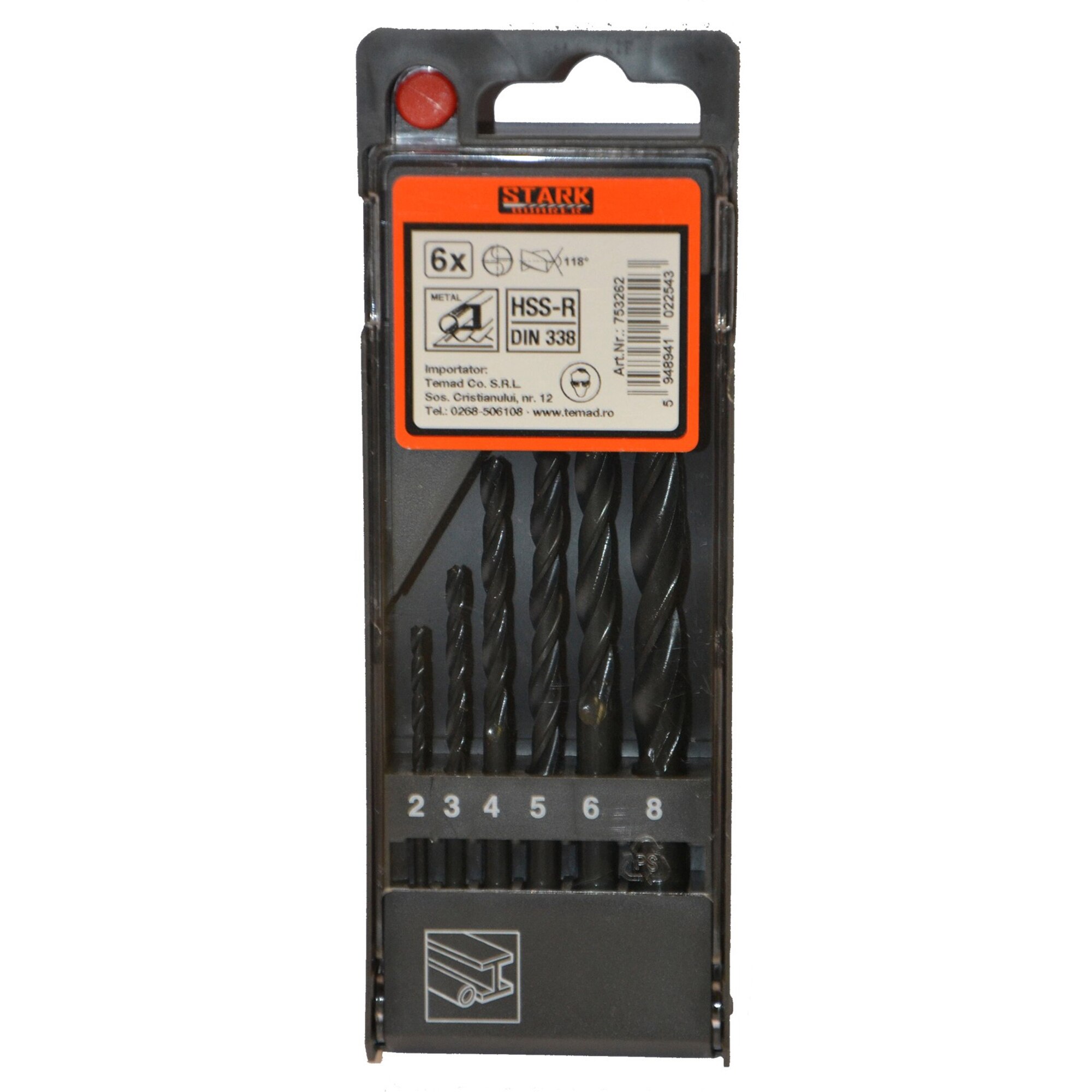 Set 6 burghie metal STARK BOHRER, 2-8 mm