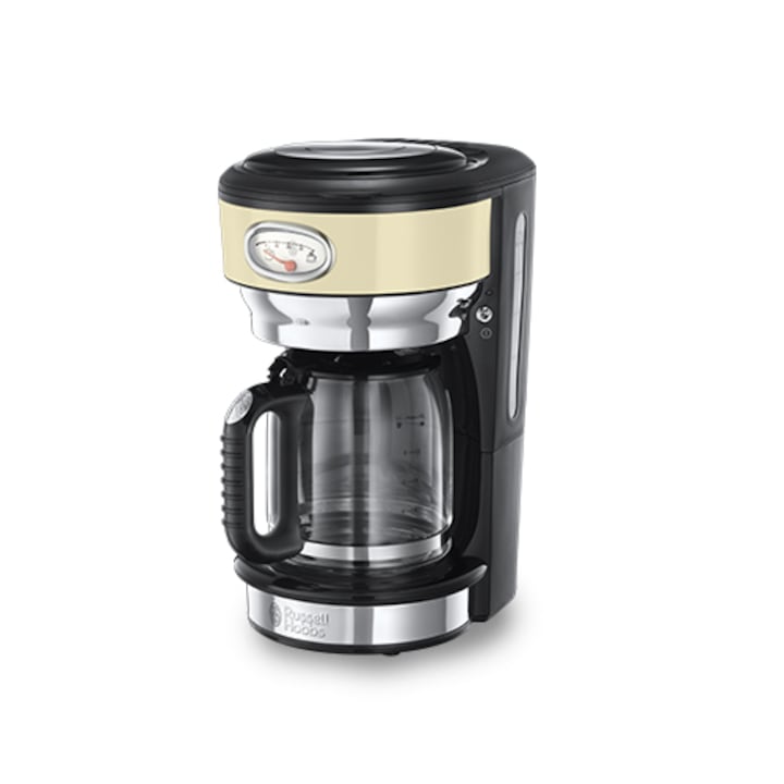 Russell Hobbs 21702-56 Retro kávéfőző, 10 nagy csésze kapacitás, 1.25 literes üvegkancsó - krém/rozsdamentes acél