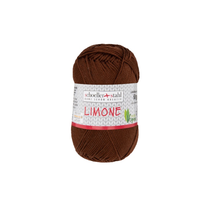 Scholler Limone 84 fonal kötéshez és horgoláshoz, 100% pamut, dióbarna, hossza 125 m