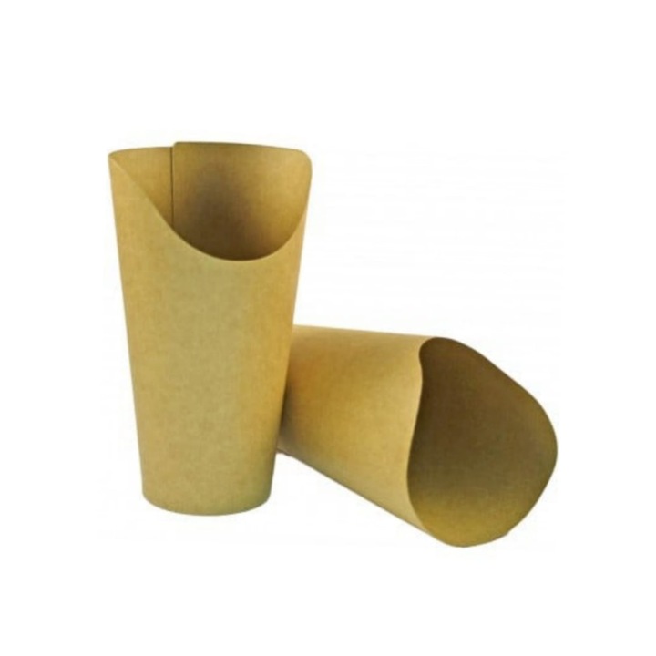 Set pahare carton kraft natur pentru wrap si desert, 50 buc, dimensiune 250 cc, 80×6.3×14 mm