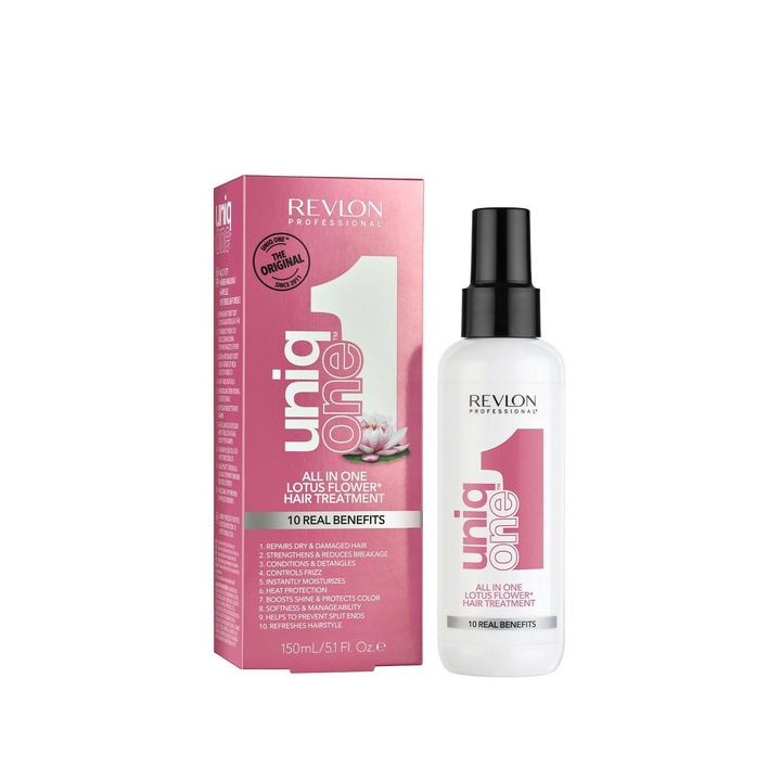 Revlon Professional Uniq One All In One Lotus Flower Treatment spray pentru intarire, fara clatire pentru par deteriorat 150 ml