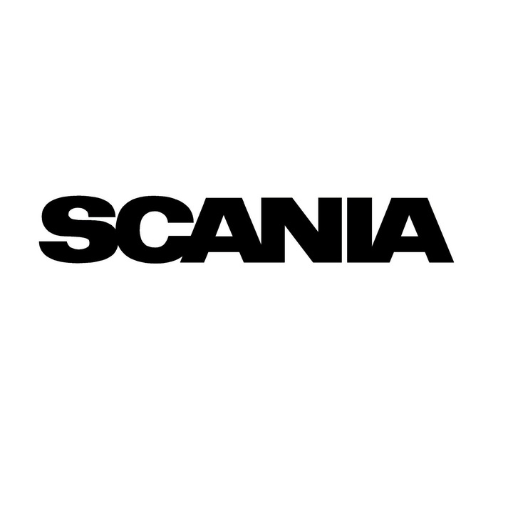 Scania matrica, 15cmx4cm, autóra, motorra, laptopra, táblagépre, ablakra, üvegre, fekete-fehérre ragasztható