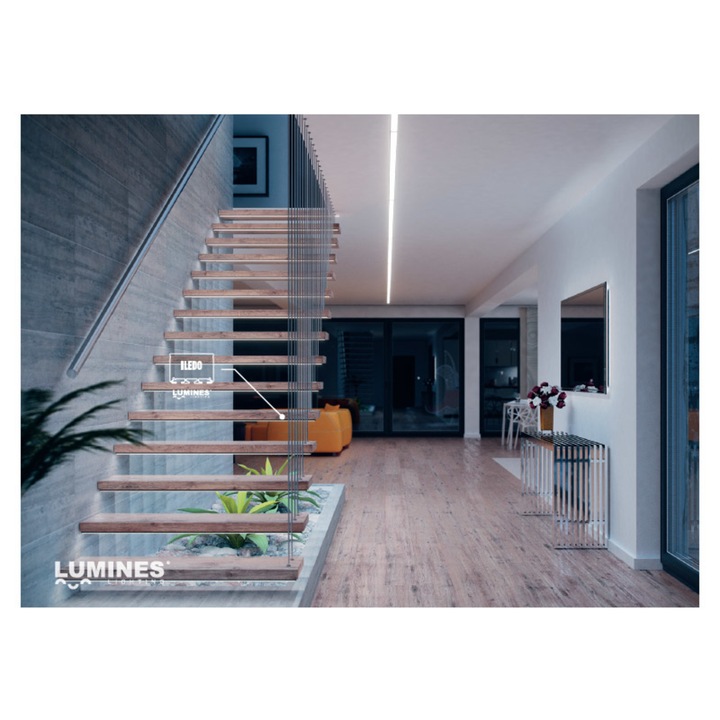 Алуминиев профил за LED ленти Lumines Iledo, 1 м, Сребрист