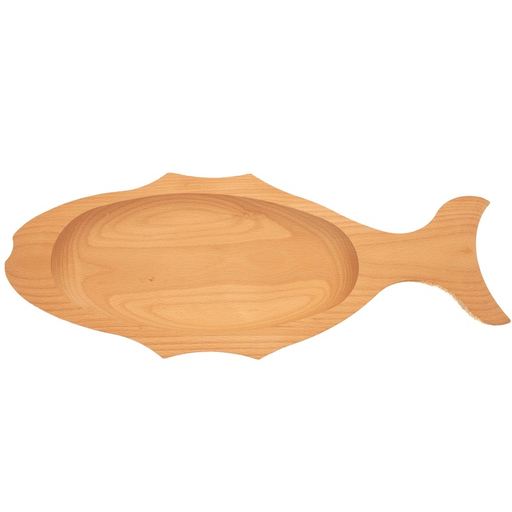 Platou lemn in forma de peste, lemn de fag, 49x20 cm