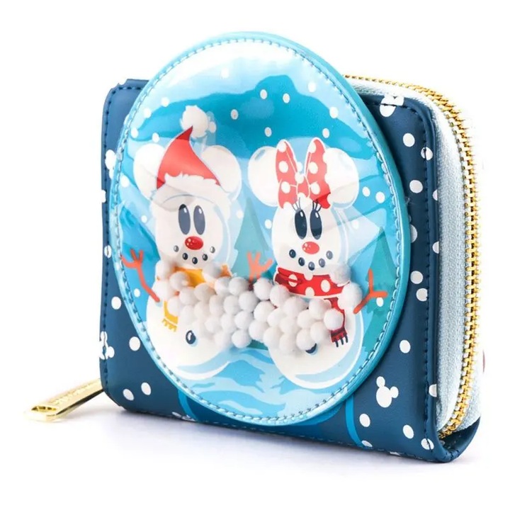 Portofel copii, Disney by Loungefly - Minnie & Mikey Snow Globe, Piele ecologica, Albastru