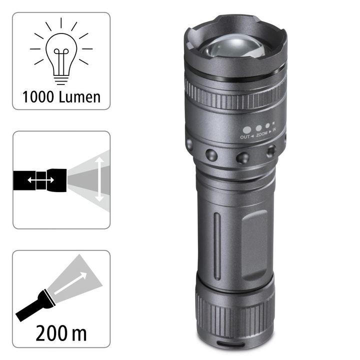 LED Фенер Hama Ultra Pro, 10W, 1000 lm, 4xAAA, Черен