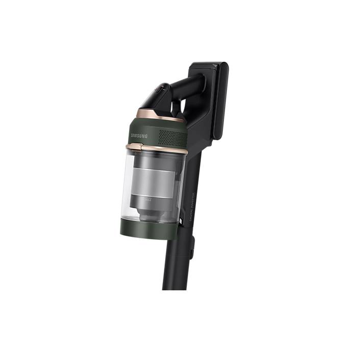 Aspirator vertical Samsung Bespoke Jet One Complete Extra, VS20A95943N/GE, 0.5L, Statie coletare praf 2L, 25.2V, 580W, Digital Inverter, Filtrare 99.99% , Display LCD, Perie covoare, Perie parchet, Perie Pet, Autonomie 120 min, Verde