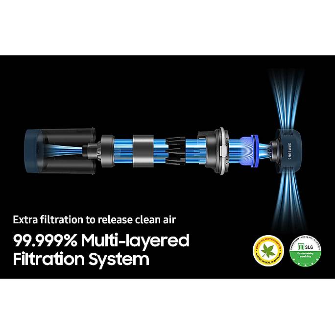 Aspirator vertical Samsung Bespoke Jet One Complete Extra, VS20A95943N/GE, 0.5L, Statie coletare praf 2L, 25.2V, 580W, Digital Inverter, Filtrare 99.99% , Display LCD, Perie covoare, Perie parchet, Perie Pet, Autonomie 120 min, Verde