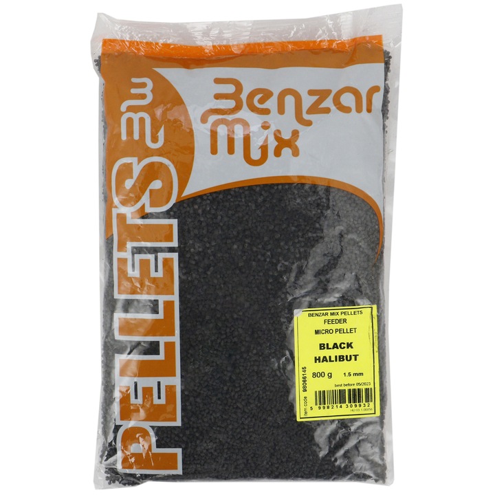 Микро пелети Feeder Benzar Mix, 800 гр, Black halibut, 1.5 мм