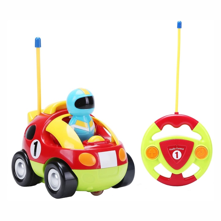 Jucarie masina de curse cu telecomanda, Simply Joy, cu muzica si lumini, pentru baieti si fete 2-4 ani, Multicolor, 1:15