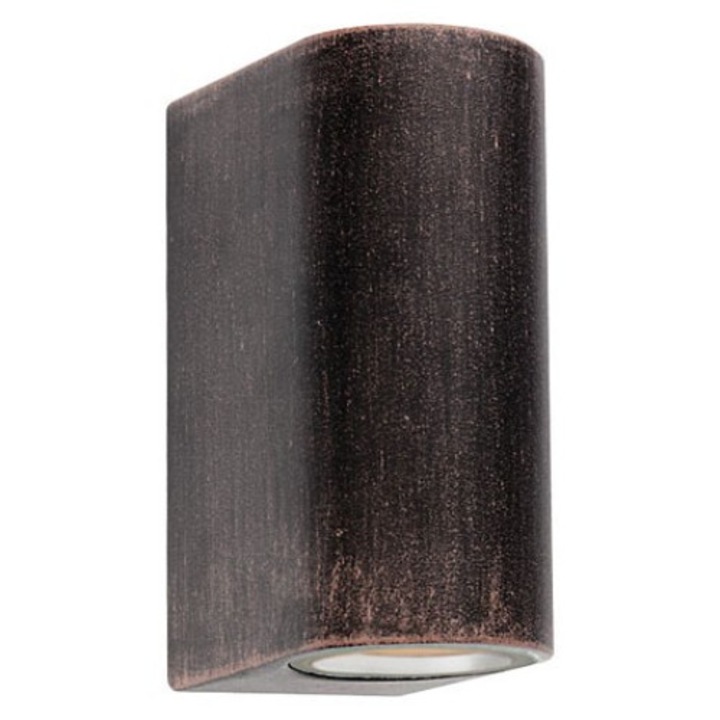 DacEnergy© външна стенна лампа, алуминиево тяло, стъклен дифузьор, 2 x GU10, максимална мощност 2 x 35W, IP44, покритие от ръжда