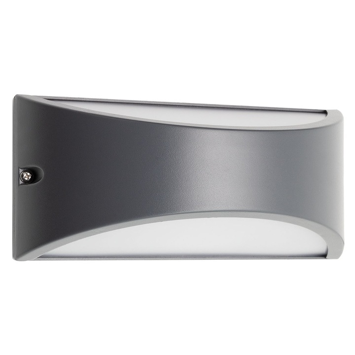 Aplica pentru exterior DacEnergy©, realizat din aluminiu, dispersorul din policarbonat opal, 10W, lumina calda, IP54, LED, gri inchis