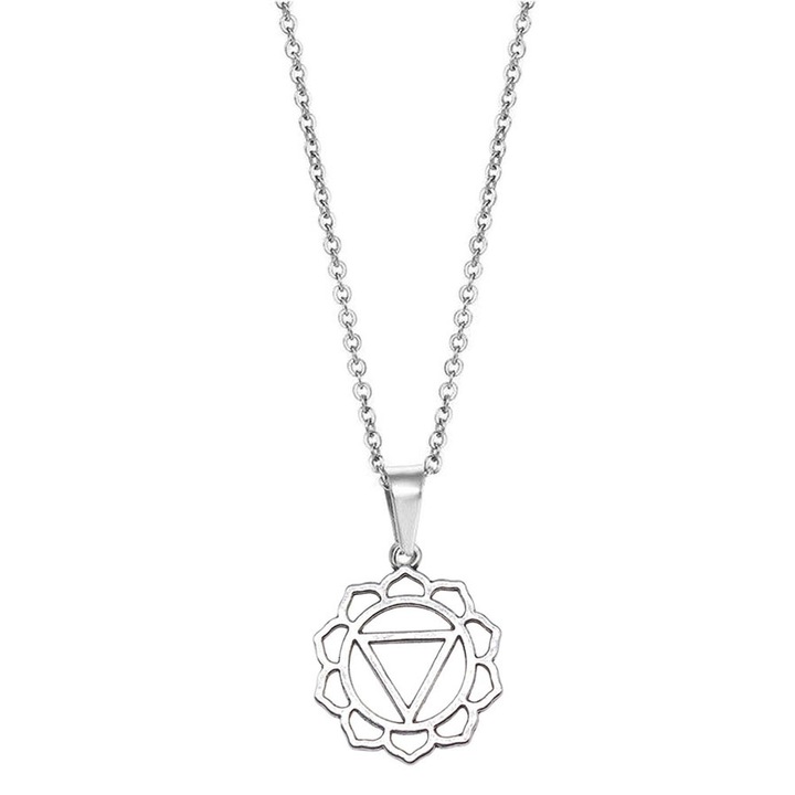 Sic Moda 3950 Nyaklánc, Rozsdamentes acél, Ezüst, Hossza 43 cm, Chakra Manipura