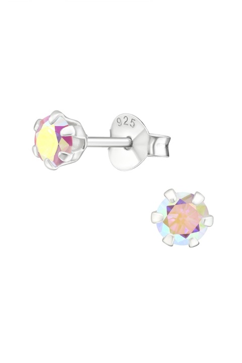 Cercei din argint 925 Empire cu piatra roz de zirconiu de 4 mm si cheita din argint