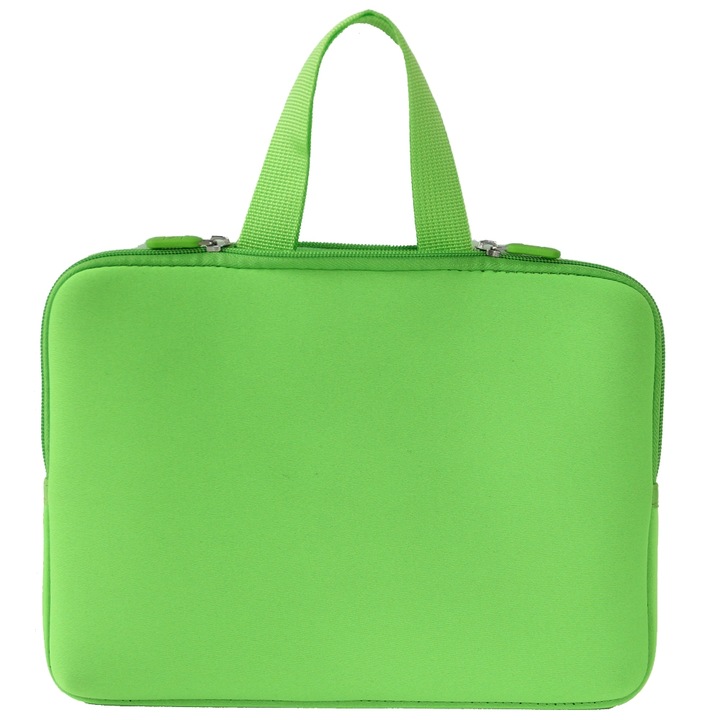 Geanta laptop, Neopren, 13.3'', Maner ascuns, 34x25.5 cm, Verde