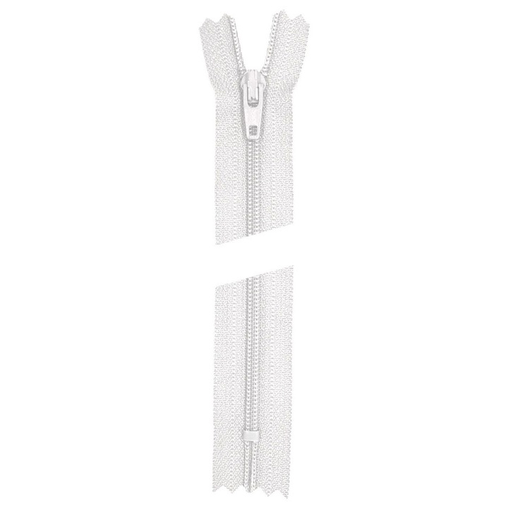 Fermoar clasic, nedetasabil, cu spira din plastic #3, YKK Flat Nylon, lungime 18 cm, alb