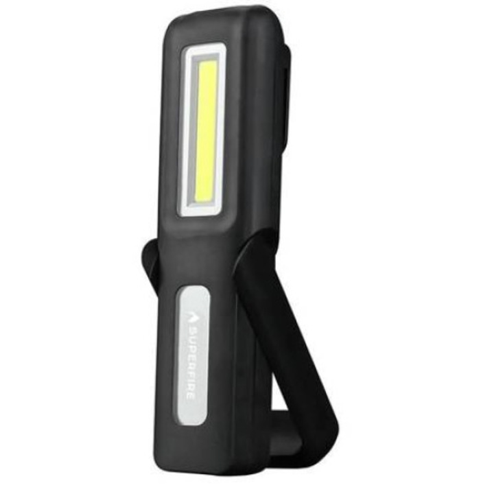 LED фенер Superfire G6, магнитна ръкохватка, 3 W, 220 lm, 1200 mAh, USB зареждане, черен