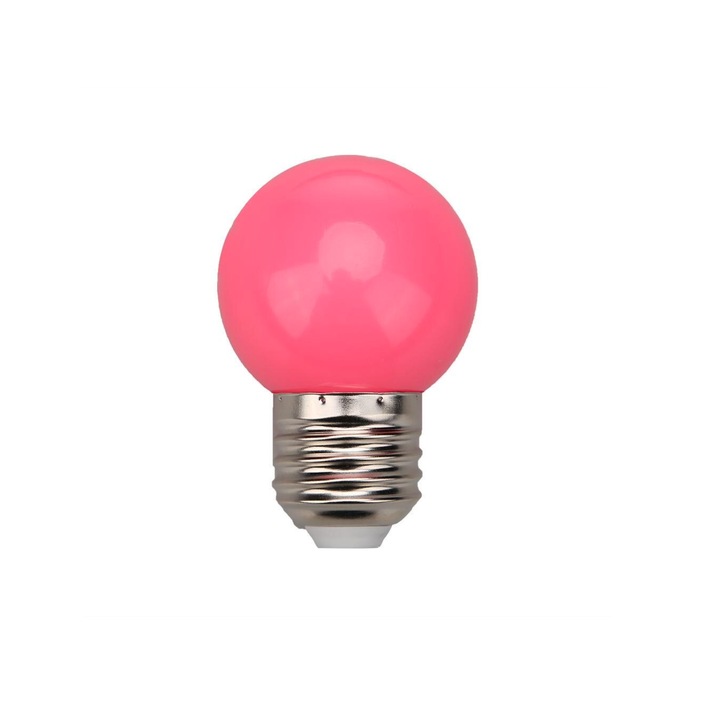 Комплект от 5 крушки E27, 2W, за LED гирлянда, Розови