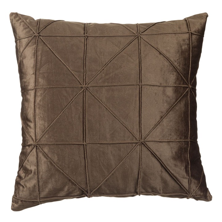 Perna decorativa de iarna, din catifea cu design forme geometrice, maro, 45x45cm