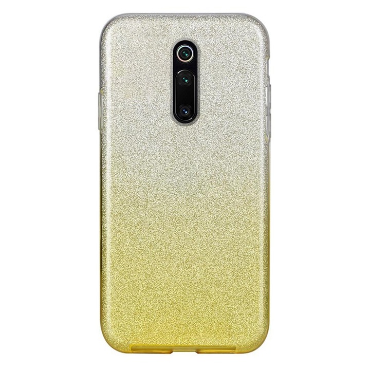 Луксозен силиконов калъф с блясък за Xiaomi Mi 9T/K20, HighQuality Perfect Fit Slim, Optim Protection, Сребрист/златист