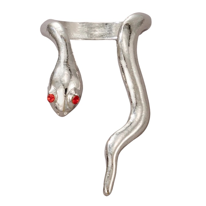 Inel argintiu, in forma de sarpe, cu pietre rosii, Klarice C4, Pursehuit