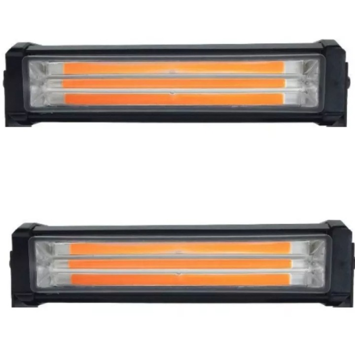 Set 2 lampi avertizare galbene 3 Led FOXMAG24, LED, 12-24V, 36W, stroboscoape 9 functii, grila sau plafon