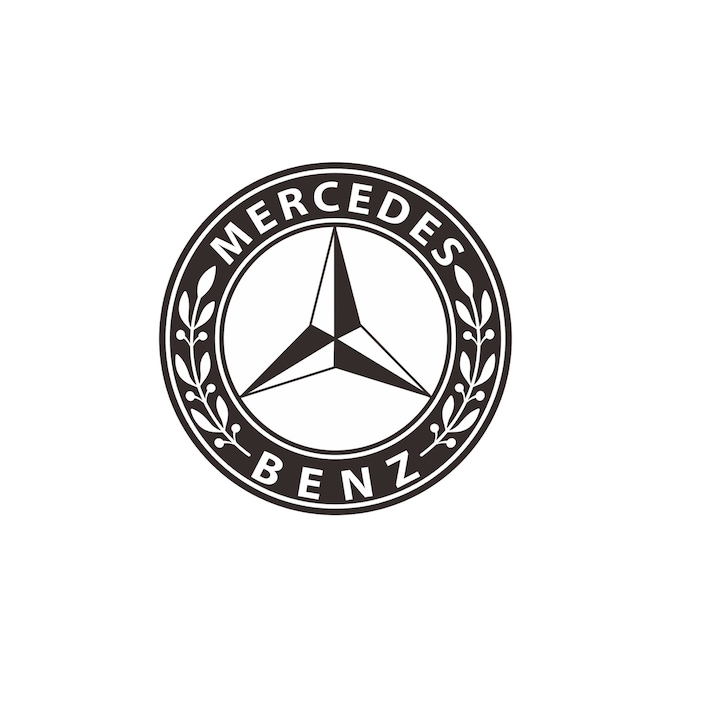 OEM Mercedes Benz Matrica, 8 cm, Autóra, Motorra, Laptopra, Táblagépre, Ablakra, Üvegre, Fekete-Fehér