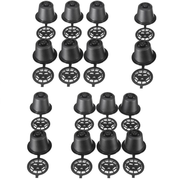 Set 16 Nespresso compatibil reincarcabila capsula, OEM, negru