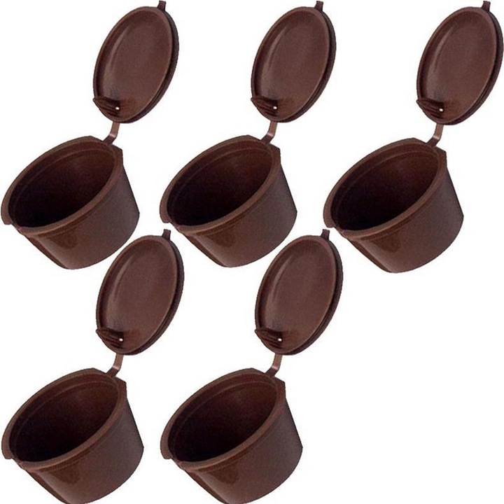 Set 5 capsule de cafea reincarcabile, maro