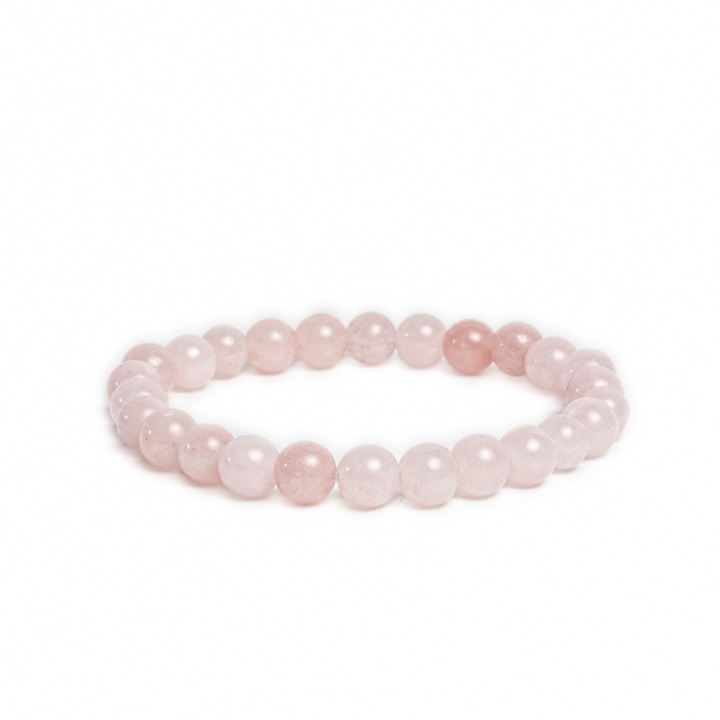 Női karkötő féldrágakövekből, Ezera, Pink Jade, Shannon, 6mm-es gömbök, 17-18 cm