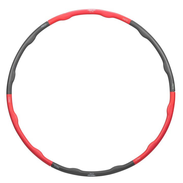 Hula Hoop fitnesz karika, 1,2 kg, szürke/piros, 100 cm