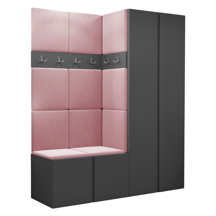 Mobilier pentru hol Tavasz III, MIRJAN24, gri / roz, 46x158x186 cm