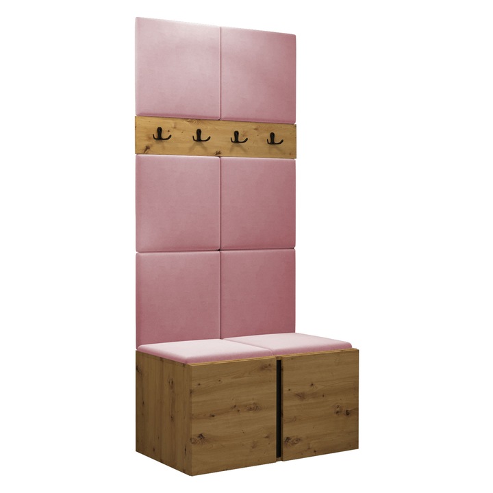 Mobilier pentru hol Tavasz IV, MIRJAN24, artisan / roz, 46x84x186 cm