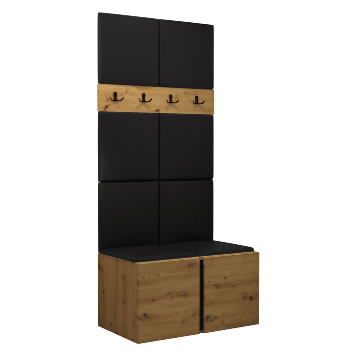 Mobilier pentru hol Tavasz IV, MIRJAN24, artisan / negru, 46x84x186 cm