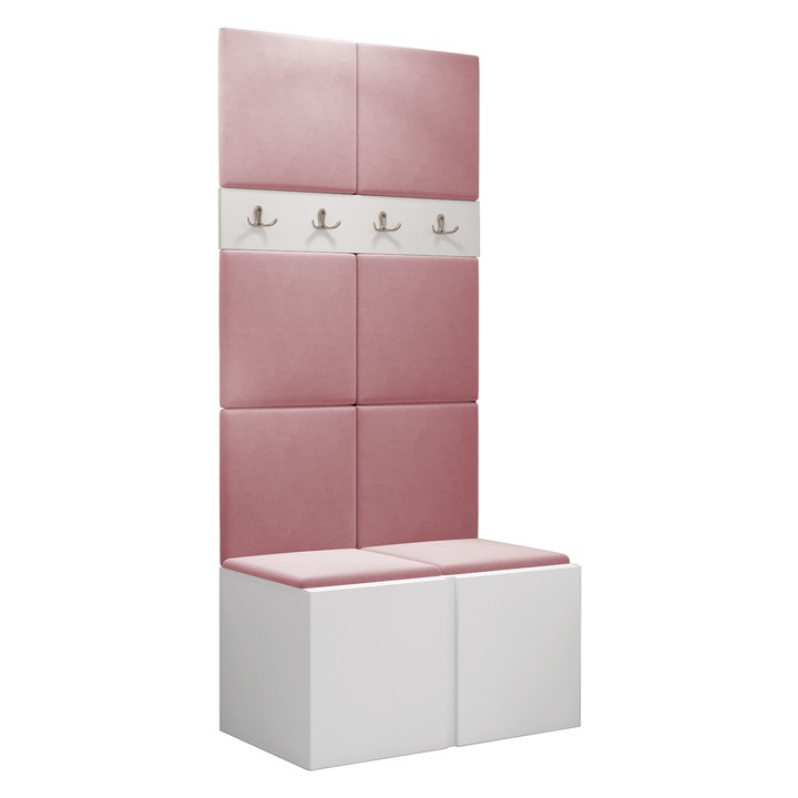 Mobilier pentru hol Tavasz IV, MIRJAN24, alb / roz, 46x84x186 cm