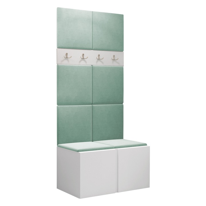 Mobilier pentru hol Tavasz IV, MIRJAN24, alb / menta, 46x84x186 cm