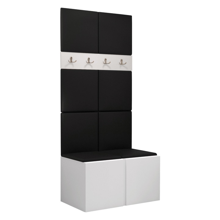 Mobilier pentru hol Tavasz IV, MIRJAN24, alb / negru, 46x84x186 cm